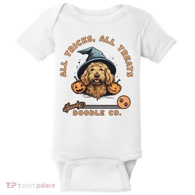 Halloween Dog All Tricks All Treats Spooky Doodle Co Baby Bodysuit