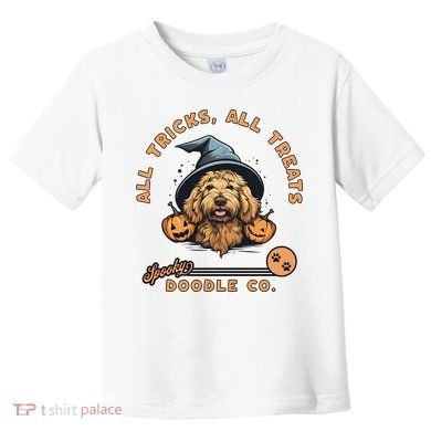 Halloween Dog All Tricks All Treats Spooky Doodle Co Toddler T-Shirt