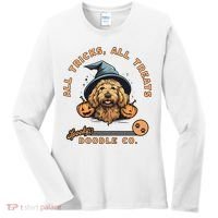 Halloween Dog All Tricks All Treats Spooky Doodle Co Women's Long Sleeve Shirt thumb 0