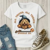 Halloween Dog All Tricks All Treats Spooky Doodle Co Women's T-Shirt thumb 3