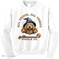 Halloween Dog All Tricks All Treats Spooky Doodle Co Kids Sweatshirt thumb 0