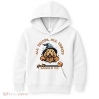 Halloween Dog All Tricks All Treats Spooky Doodle Co Kids Hoodie thumb 0
