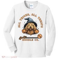 Halloween Dog All Tricks All Treats Spooky Doodle Co Kids Long Sleeve Shirt thumb 0