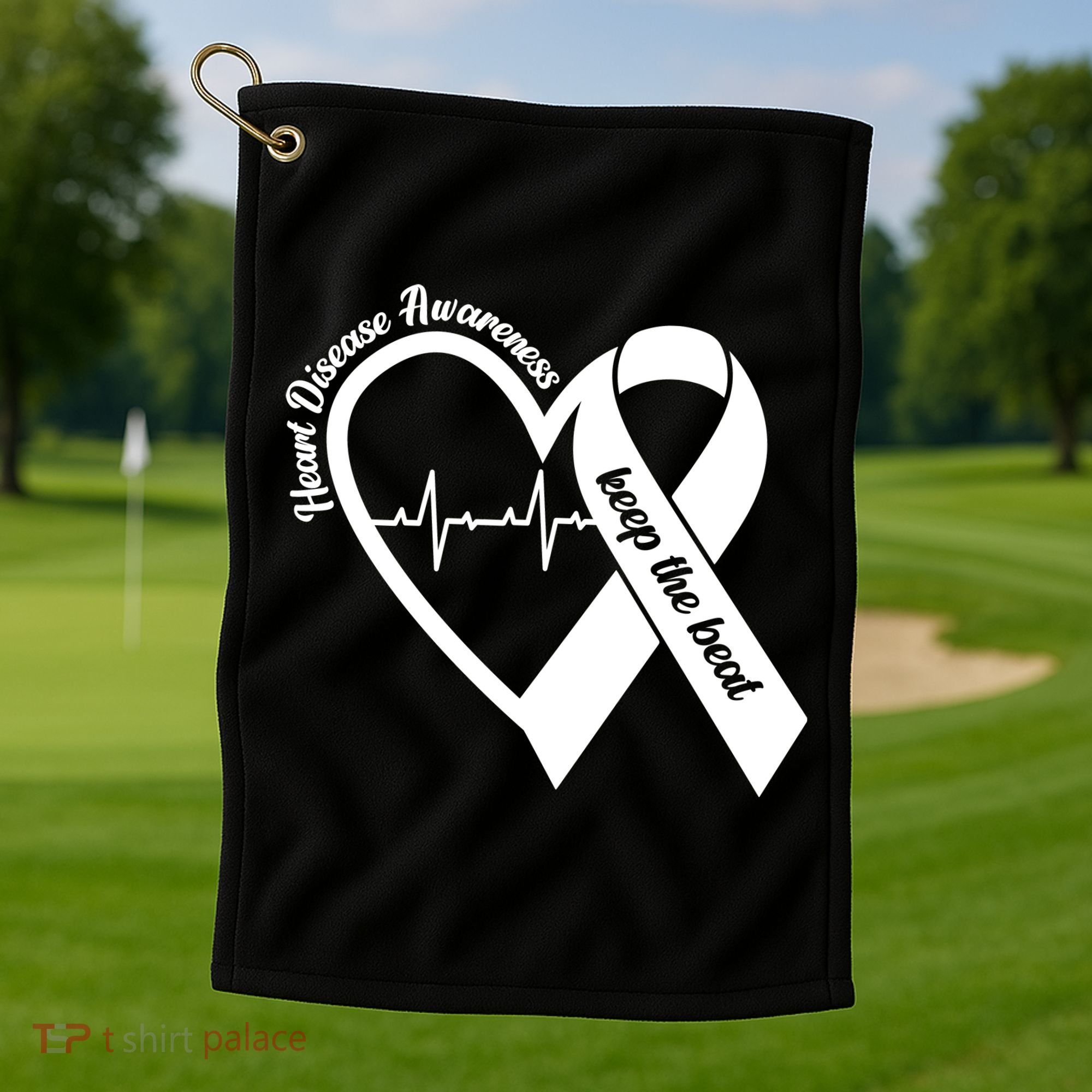 Heart Disease Awareness Keep The Beat Golf Towel