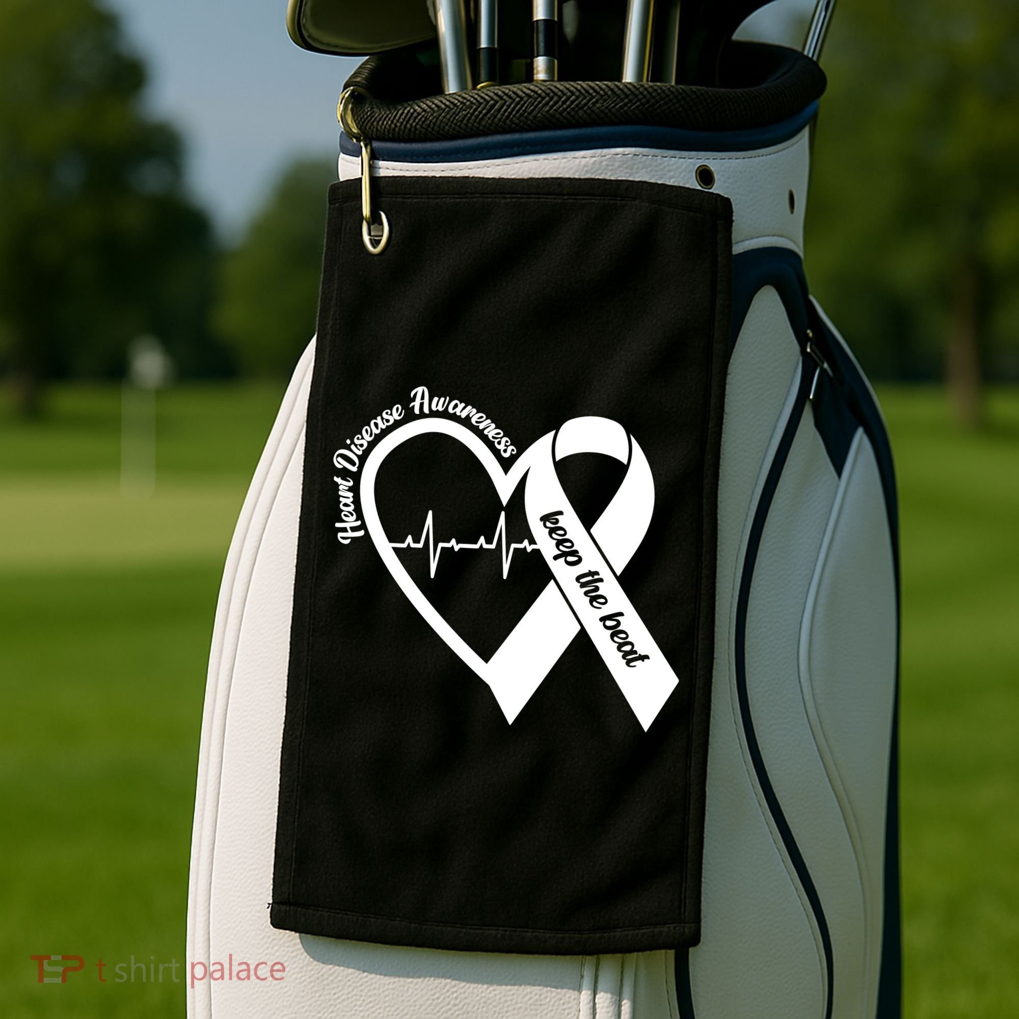 Heart Disease Awareness Keep The Beat Golf Towel