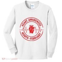 Heart Disease Awareness Month February Squad Chd Awareness Kids Long Sleeve Shirt thumb 0