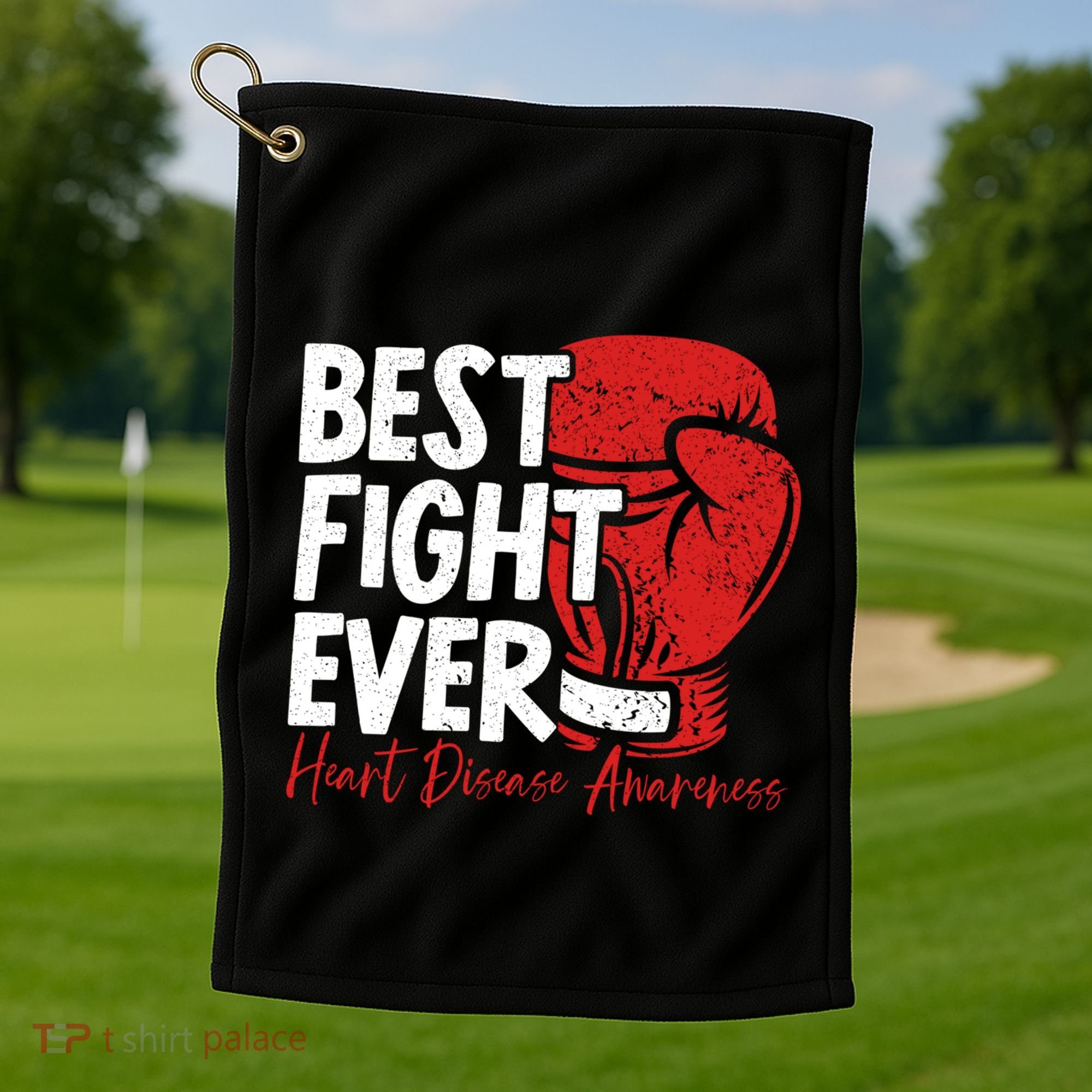 Heart Disease Awareness Month Heartbeat Gift Golf Towel