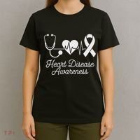 Heart Disease Awareness Go Red In February Health Red Heart T-Shirt thumb 4