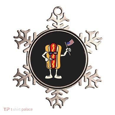Hot Dog American Flag July 4th Patriotic Ornament
