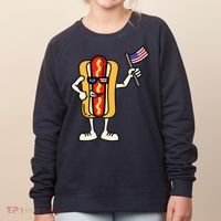 Hot Dog American Flag July 4th Patriotic Women's Sweatshirt thumb 0