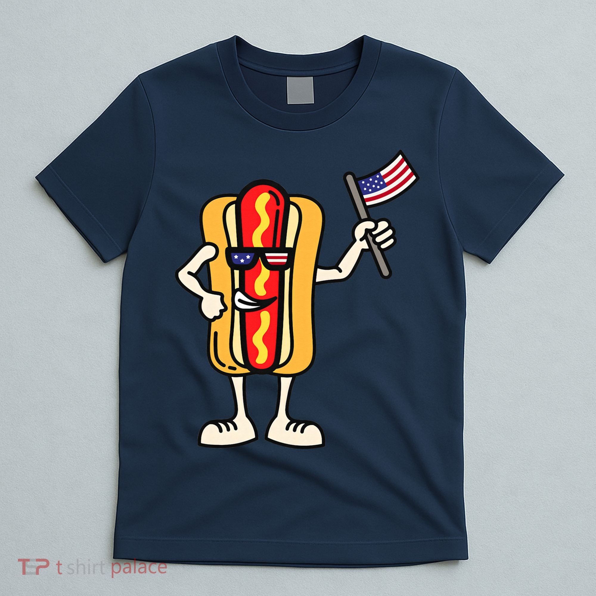 Hot Dog American Flag July 4th Patriotic T-Shirt