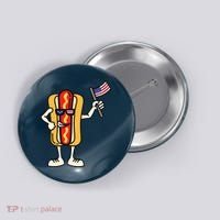 Hot Dog American Flag July 4th Patriotic Button thumb 0