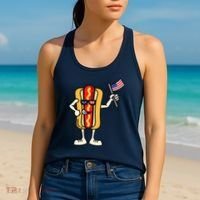 Hot Dog American Flag July 4th Patriotic Women's Tank Top thumb 2