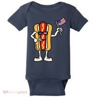 Hot Dog American Flag July 4th Patriotic Baby Bodysuit thumb 0
