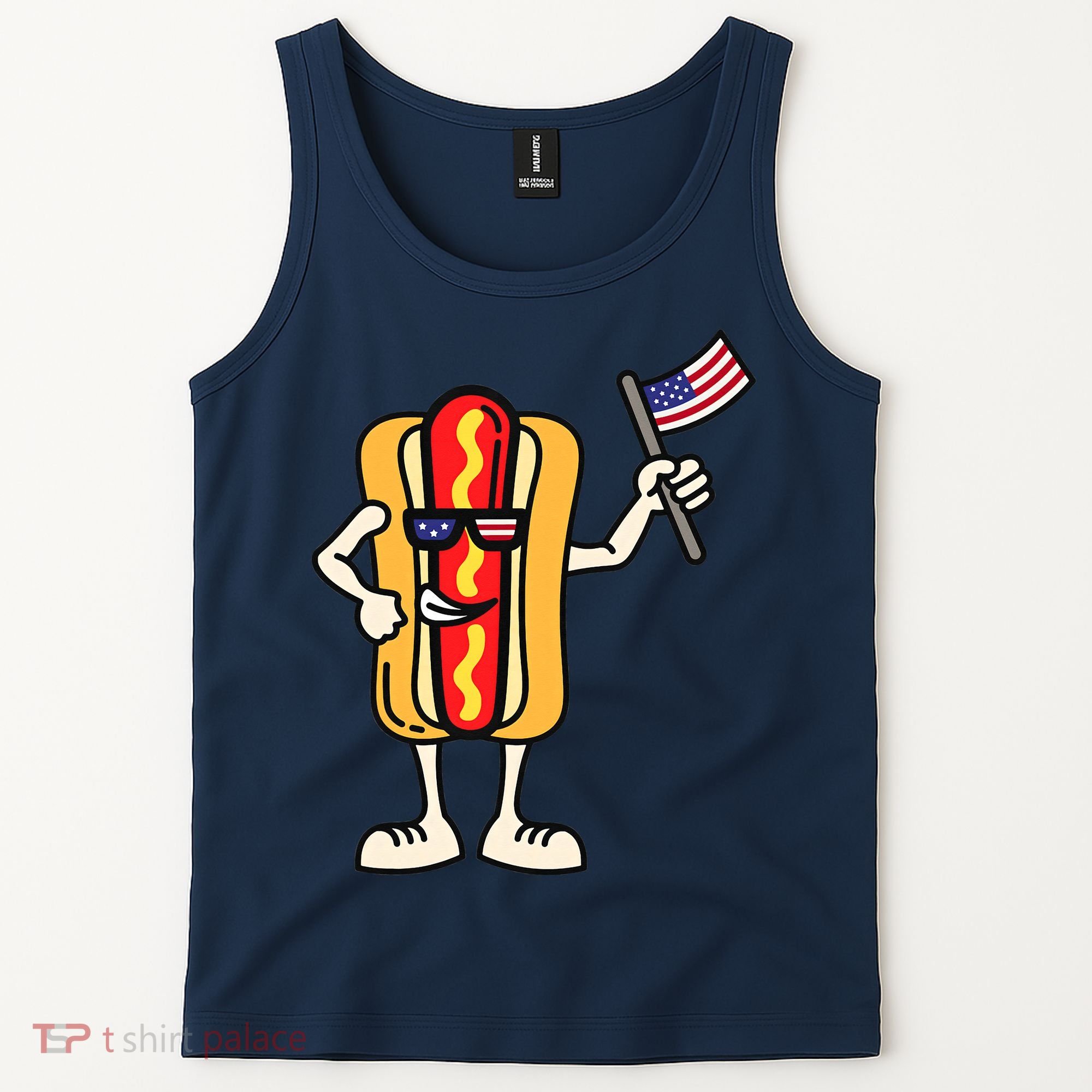 Hot Dog American Flag July 4th Patriotic Tank Top