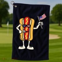 Hot Dog American Flag July 4th Patriotic Golf Towel thumb 1