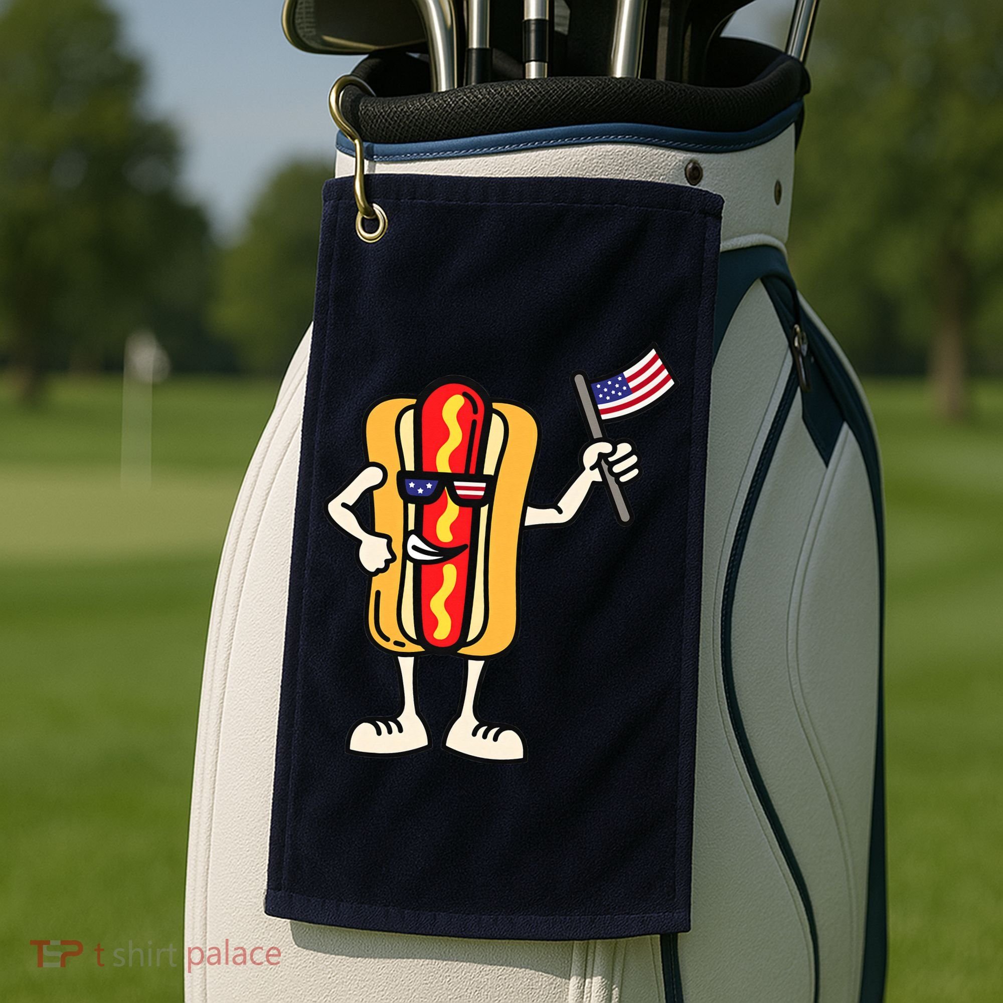 Hot Dog American Flag July 4th Patriotic Golf Towel