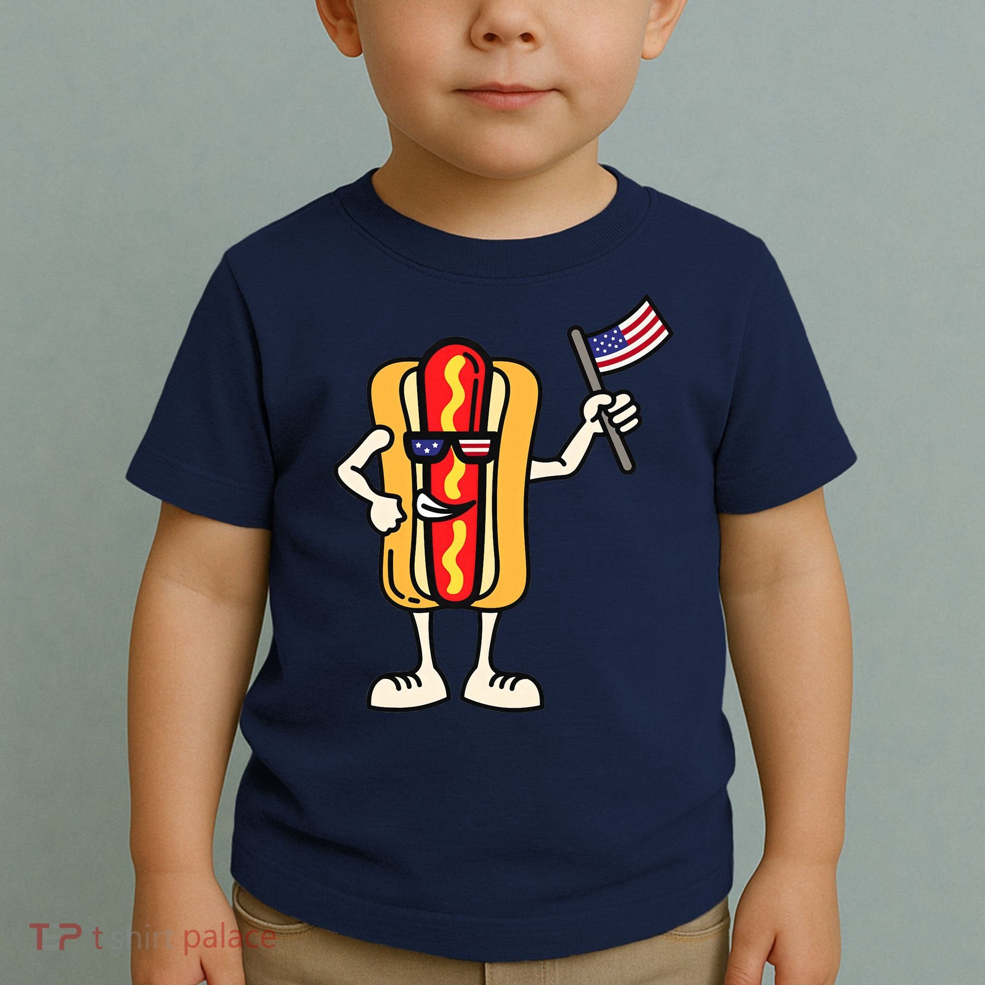 Hot Dog American Flag July 4th Patriotic Toddler T-Shirt