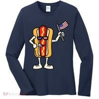 Hot Dog American Flag July 4th Patriotic Women's Long Sleeve Shirt thumb 0