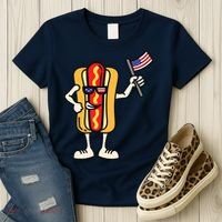 Hot Dog American Flag July 4th Patriotic Women's T-Shirt thumb 3