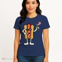 Hot Dog American Flag July 4th Patriotic Women's T-Shirt thumb 4