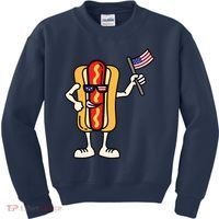 Hot Dog American Flag July 4th Patriotic Kids Sweatshirt thumb 0