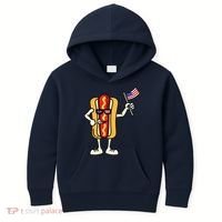 Hot Dog American Flag July 4th Patriotic Kids Hoodie thumb 0