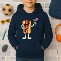 Hot Dog American Flag July 4th Patriotic Kids Hoodie thumb 2