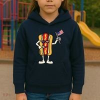 Hot Dog American Flag July 4th Patriotic Kids Hoodie thumb 3