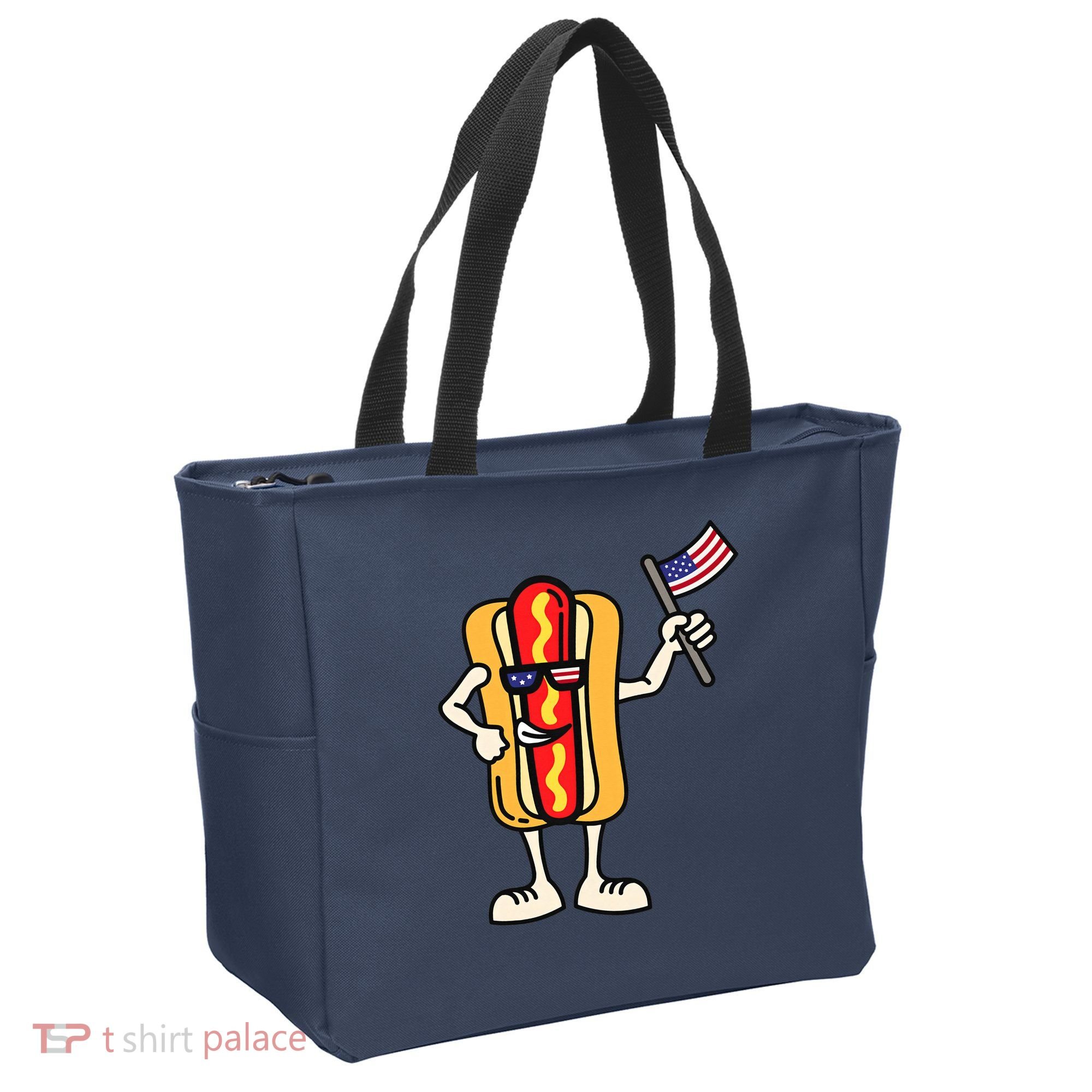 Hot Dog American Flag July 4th Patriotic Tote Bag