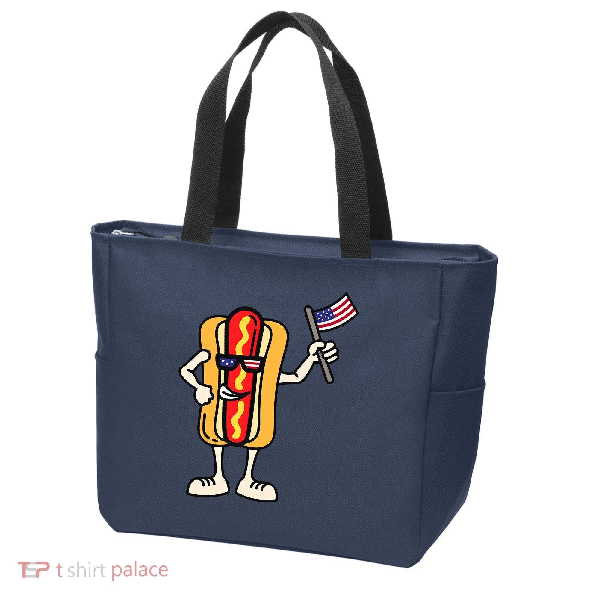 Hot Dog American Flag July 4th Patriotic Tote Bag