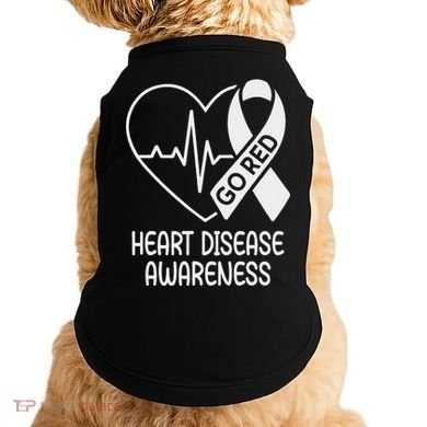 Heart Disease Awareness Heartbeat Chd Go Red Doggie Tank
