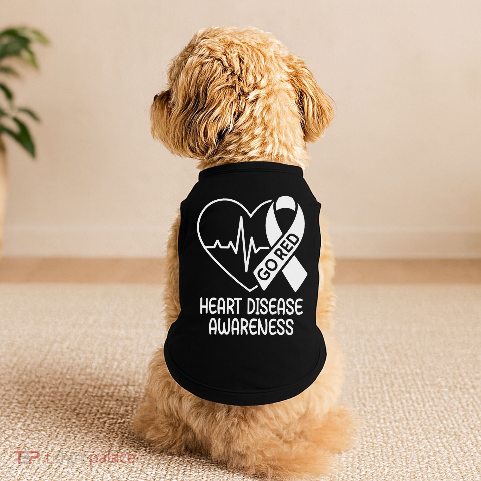 Heart Disease Awareness Heartbeat Chd Go Red Doggie Tank
