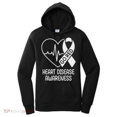 Heart Disease Awareness Heartbeat Chd Go Red Women's Hoodie