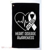 Heart Disease Awareness Heartbeat Chd Go Red Golf Towel thumb 0