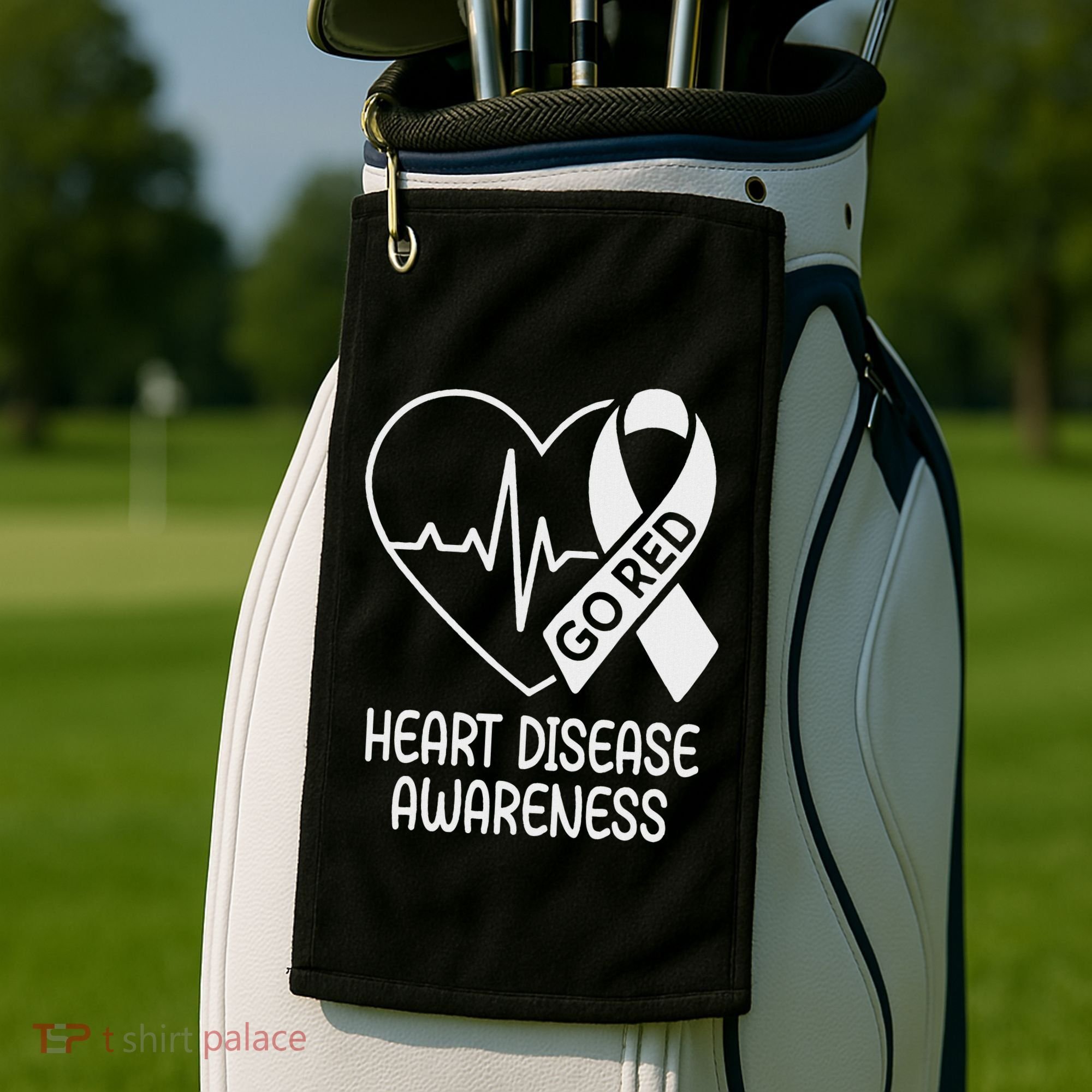 Heart Disease Awareness Heartbeat Chd Go Red Golf Towel
