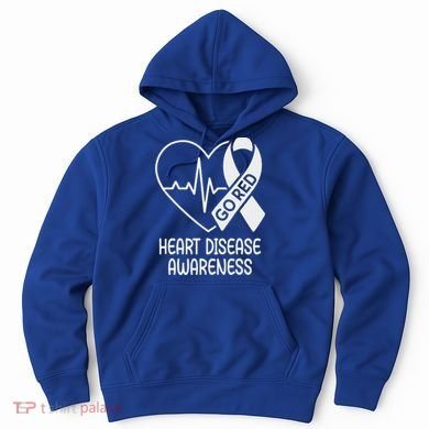 Heart Disease Awareness Heartbeat Chd Go Red Hoodie