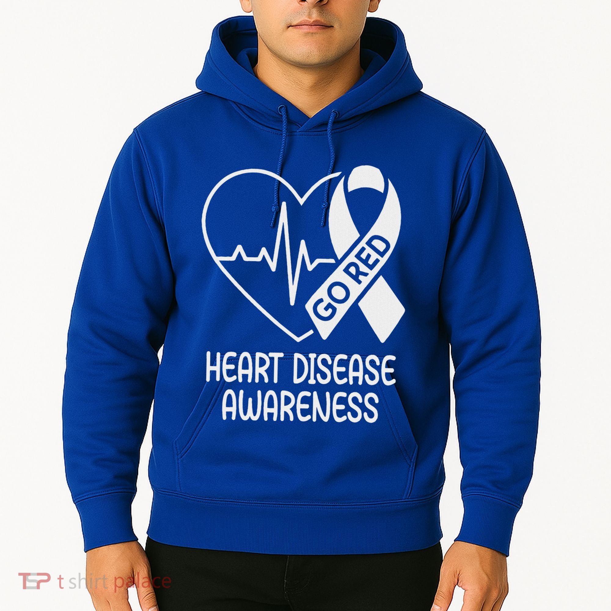 Heart Disease Awareness Heartbeat Chd Go Red Hoodie
