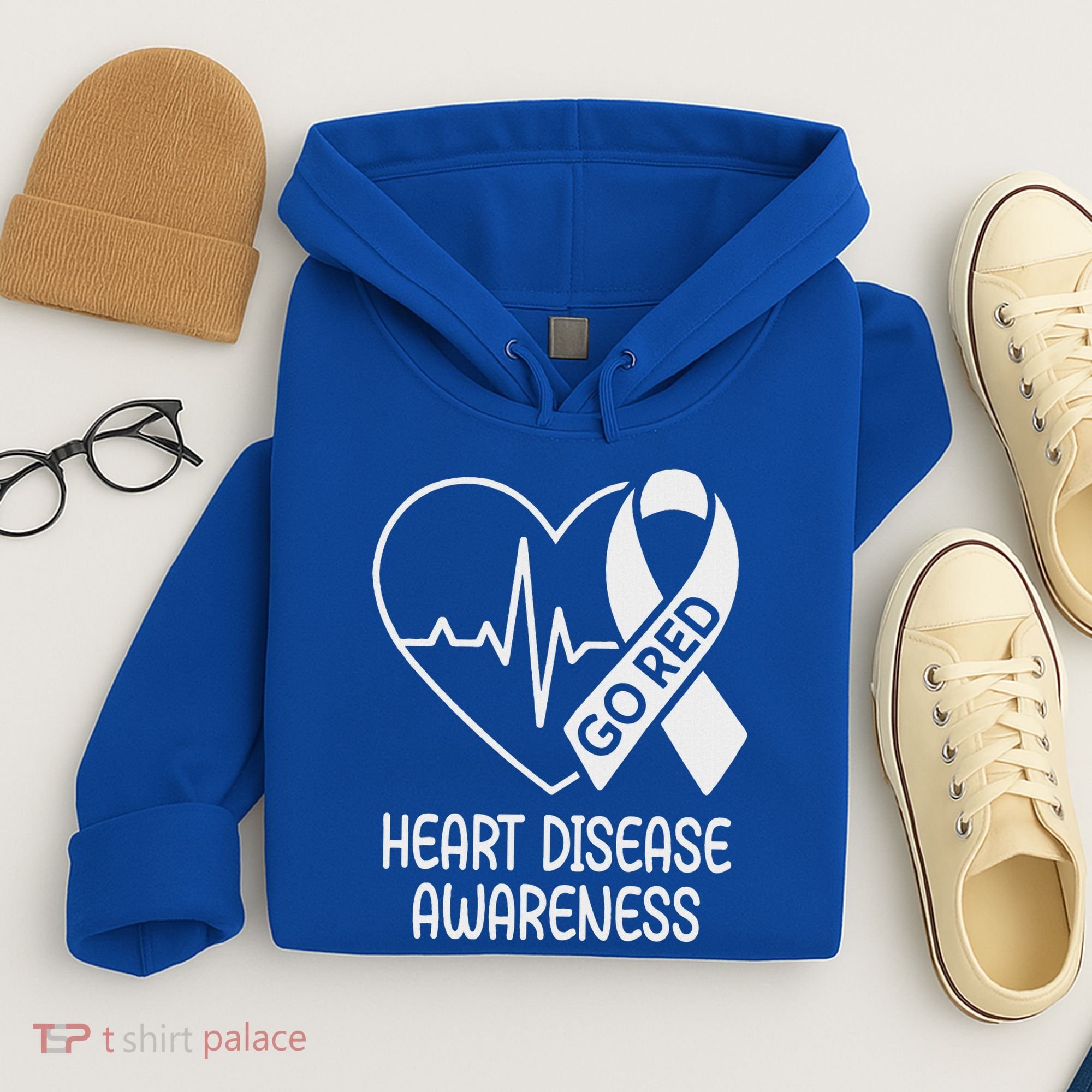 Heart Disease Awareness Heartbeat Chd Go Red Hoodie
