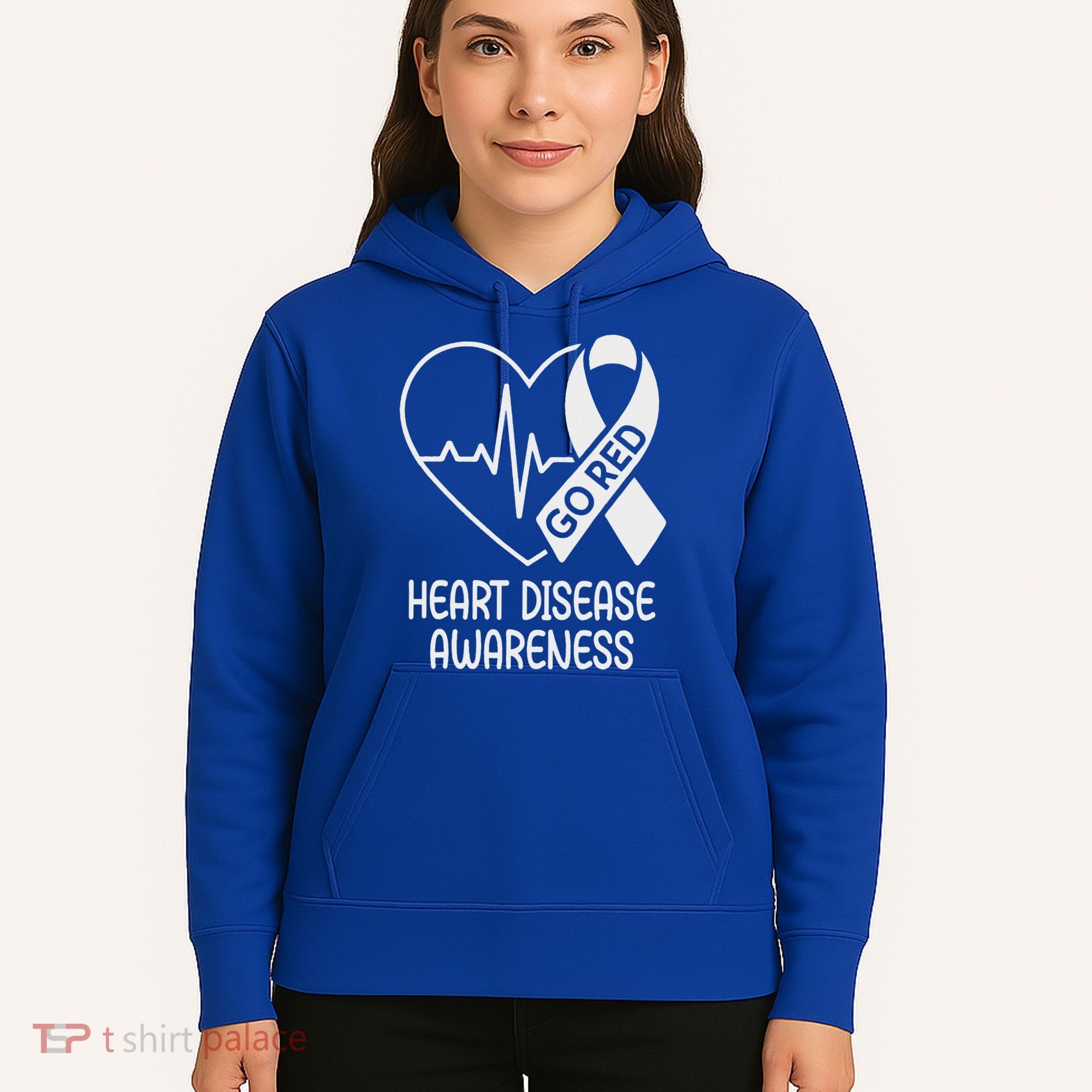 Heart Disease Awareness Heartbeat Chd Go Red Hoodie
