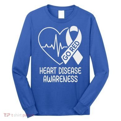 Heart Disease Awareness Heartbeat Chd Go Red Long Sleeve Shirt