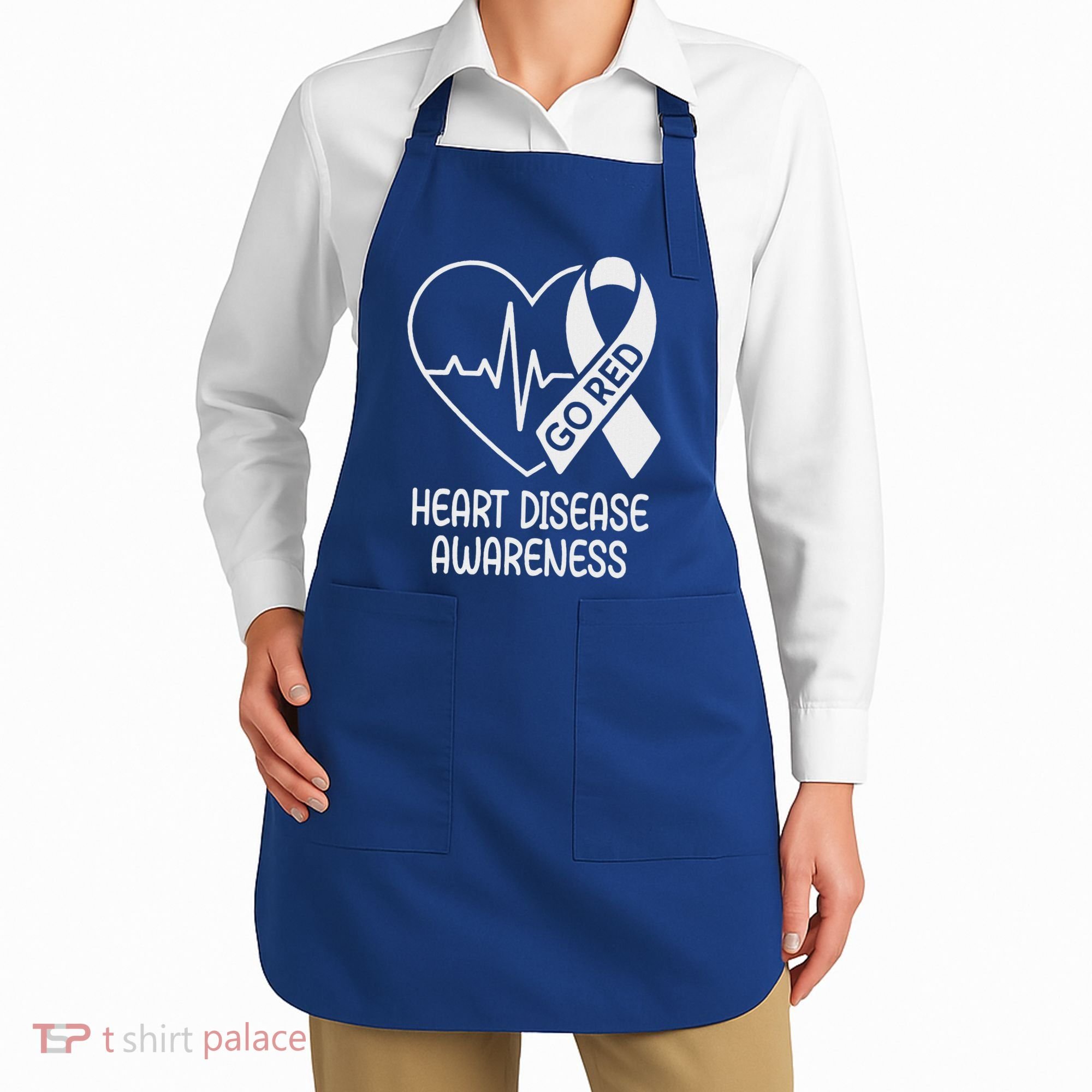 Heart Disease Awareness Heartbeat Chd Go Red Apron