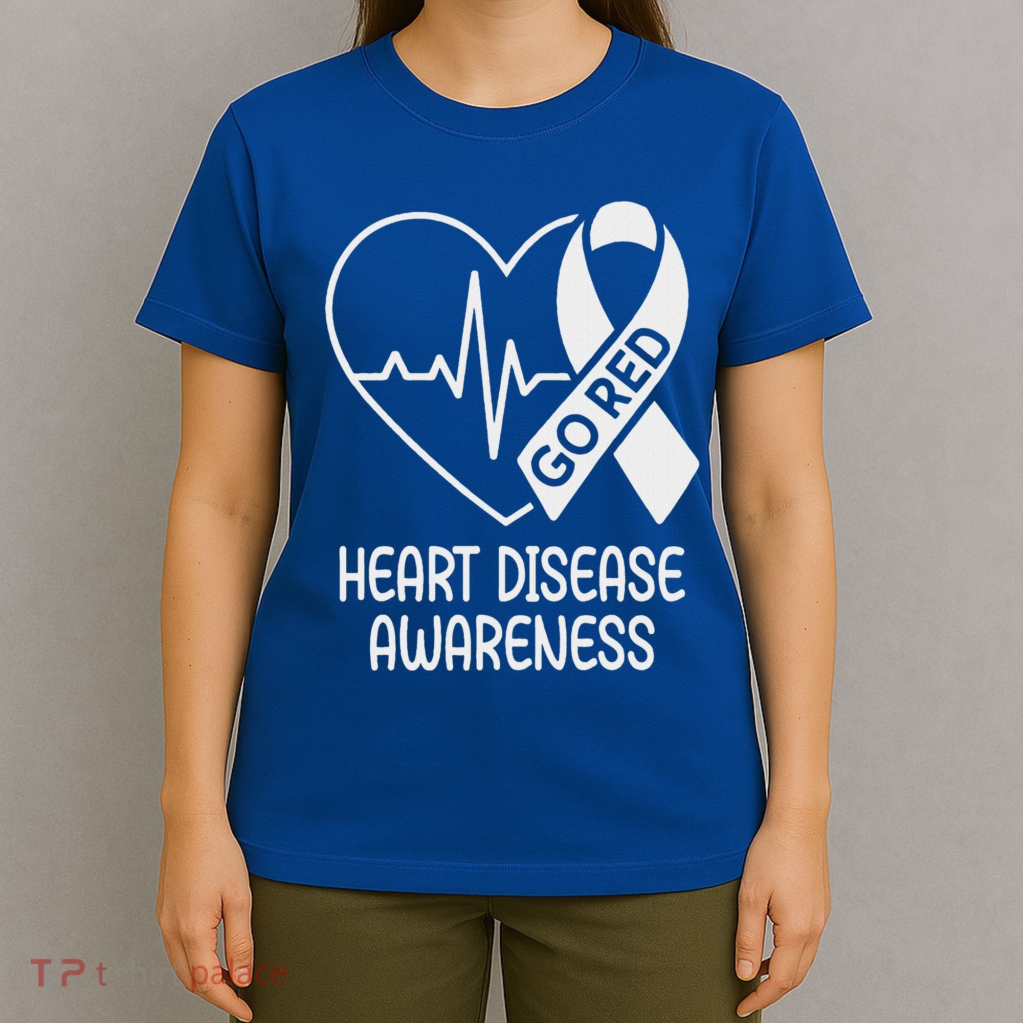 Heart Disease Awareness Heartbeat Chd Go Red T-Shirt