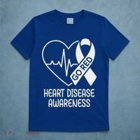 Heart Disease Awareness Heartbeat Chd Go Red T-Shirt thumb 5