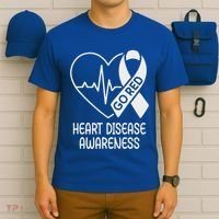 Heart Disease Awareness Heartbeat Chd Go Red T-Shirt thumb 6