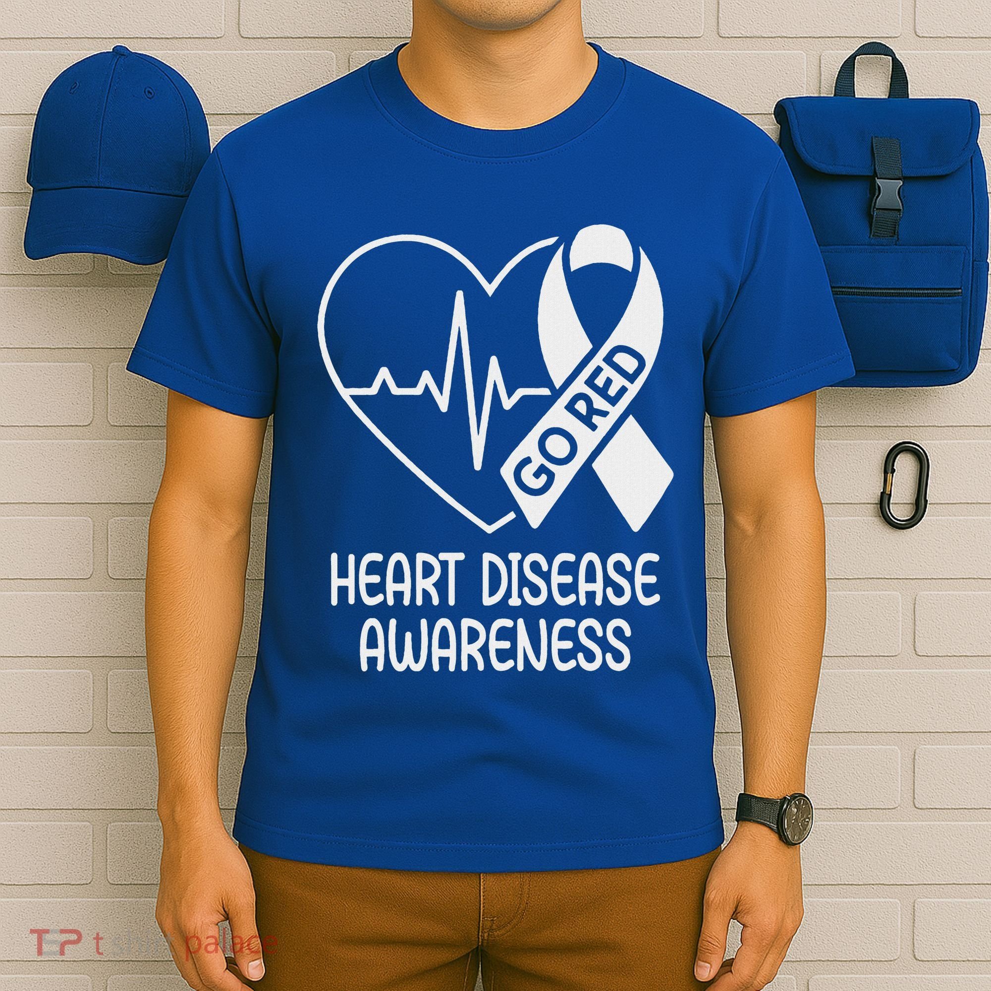 Heart Disease Awareness Heartbeat Chd Go Red T-Shirt