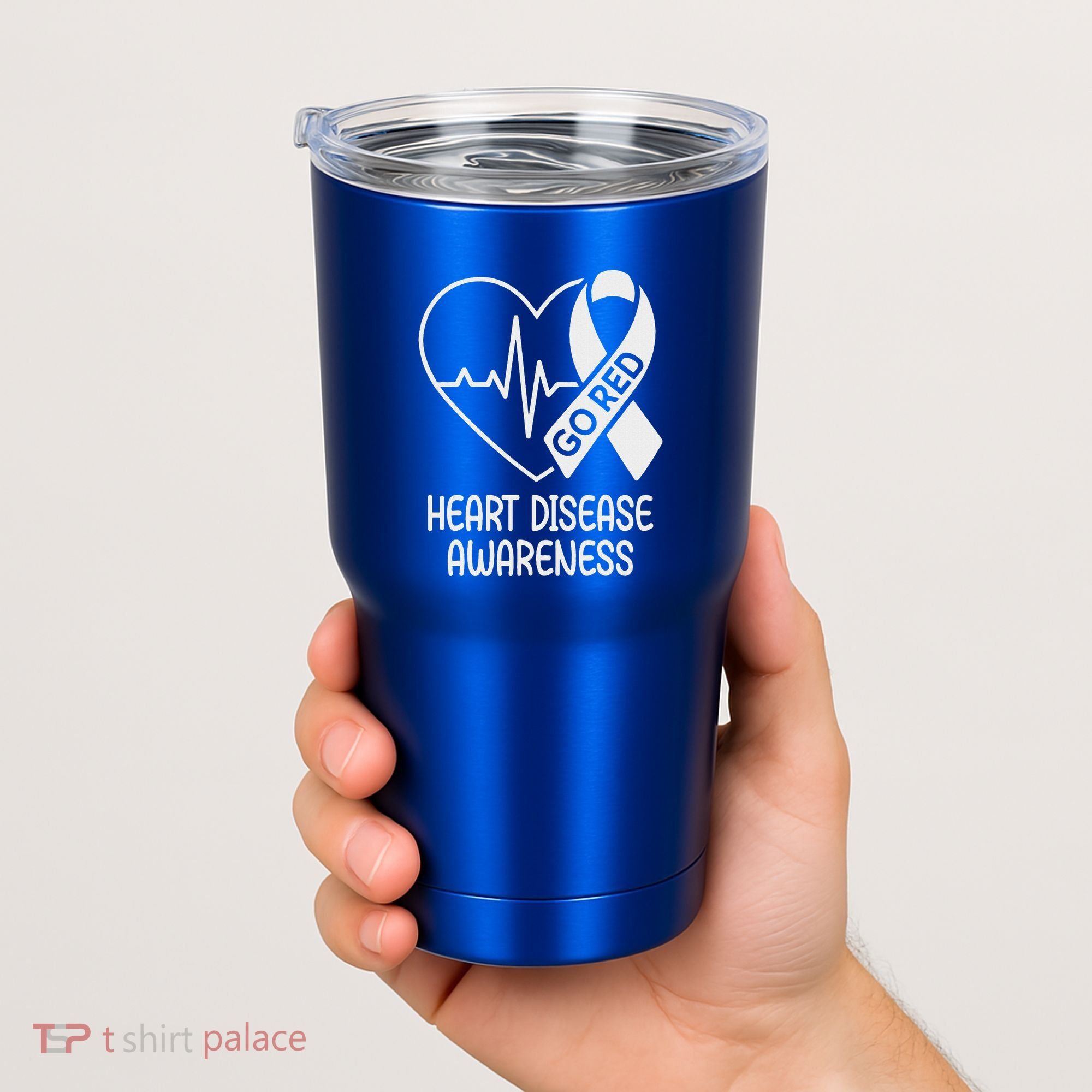 Heart Disease Awareness Heartbeat Chd Go Red Tumbler