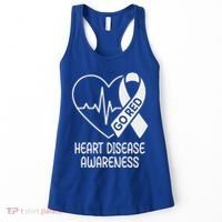 Heart Disease Awareness Heartbeat Chd Go Red Women's Tank Top thumb 0
