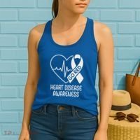 Heart Disease Awareness Heartbeat Chd Go Red Women's Tank Top thumb 2