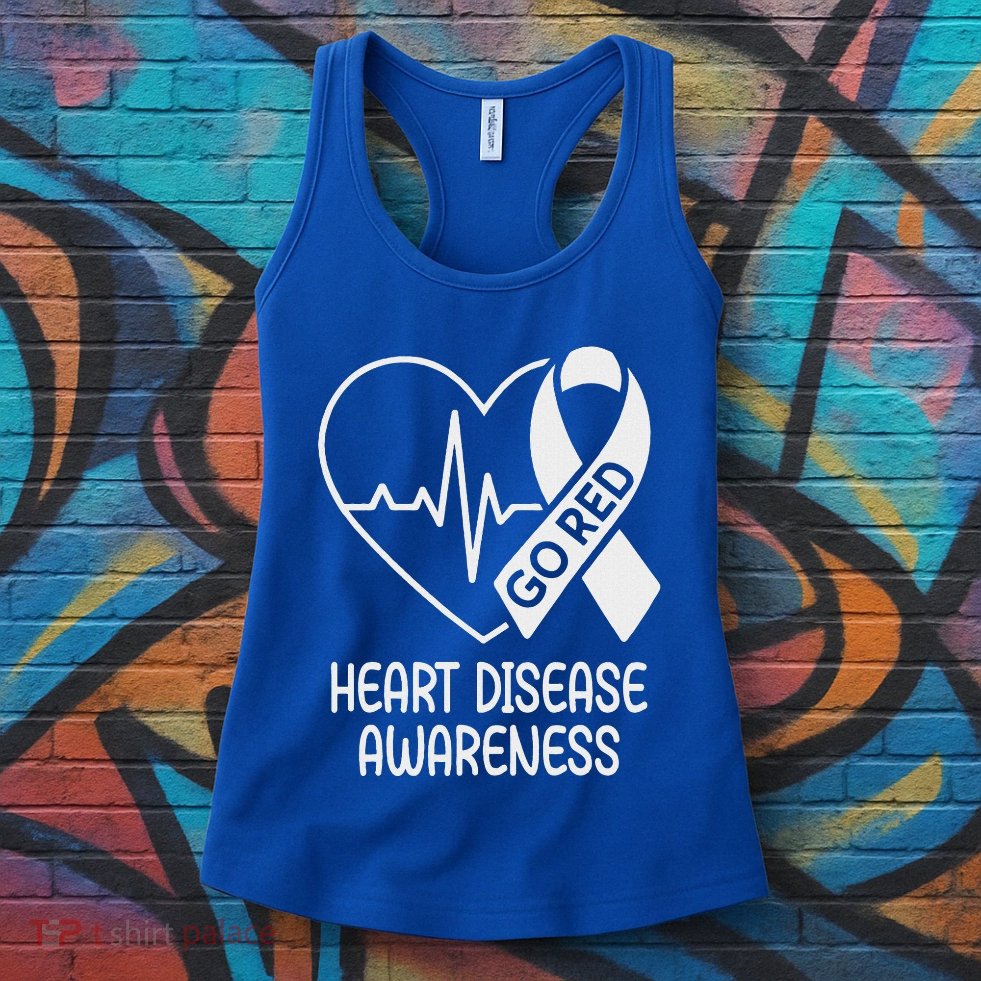 Heart Disease Awareness Heartbeat Chd Go Red Women's Tank Top